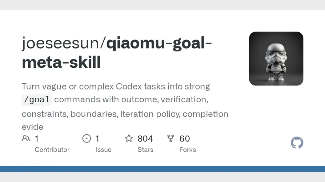 Qiaomu Goal Meta-Skill: Turn Vague Requests into Executable Codex Commands preview