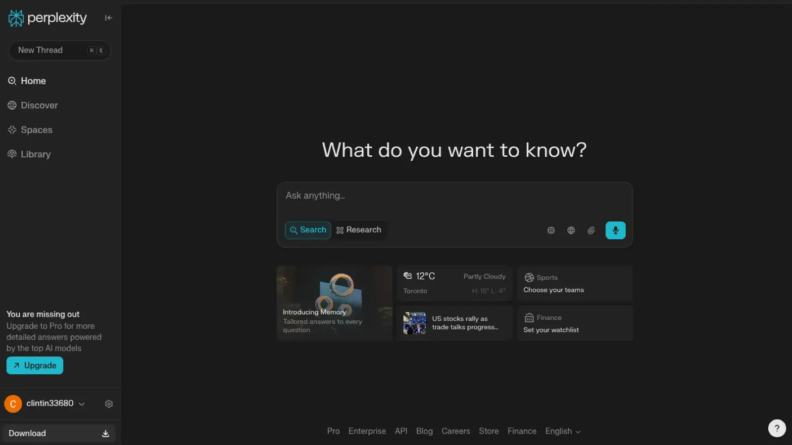 Perplexity interface